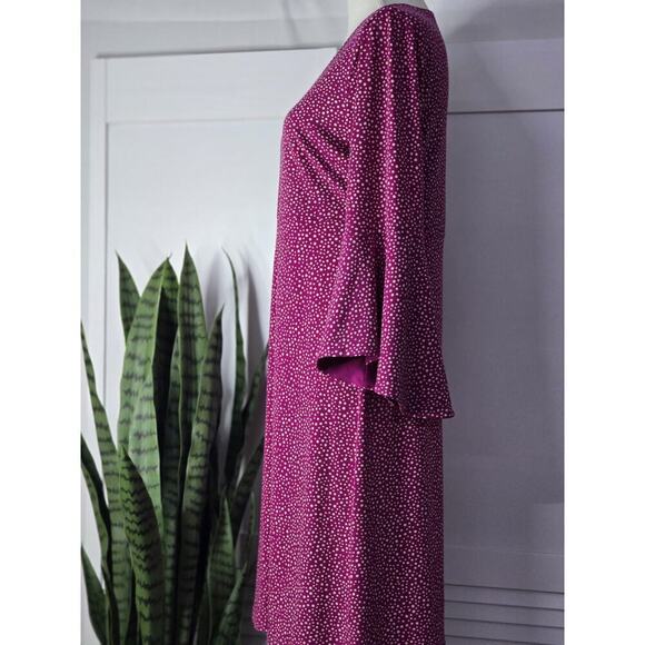 Chicos Womens Small Raspberry Polka Dot Flare Sleeve A Line Dress Lined Vneck - Picture 5 of 6